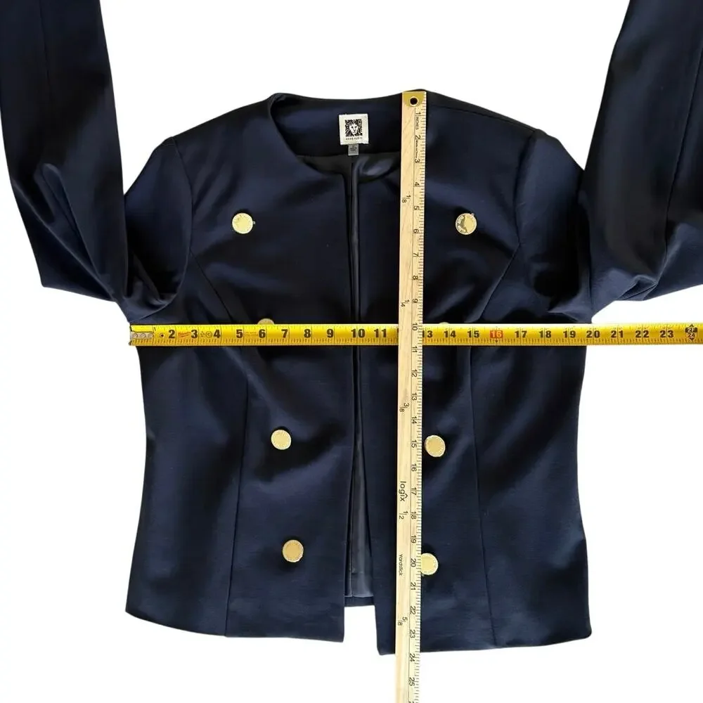 Vintage 90s Ann Taylor Military Jacket, navy blue gold buttons NWOT Size M